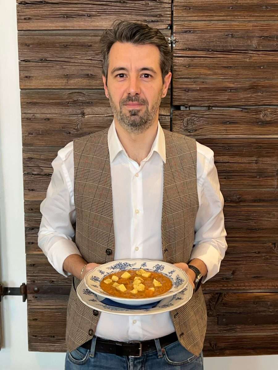 Sucialesta, gnocchi di polenta con fagioli e lardo di Mora Romagnola